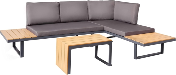 riess-ambiente Sitzgruppe IBIZA MODULAR LOUNGE 250cm anthrazit / grau / natur, (Set, 3-tlg), Gartenmöbel-Sets · wetterfest · Lounge · Outdoor · inkl. Sofa & Tisch
