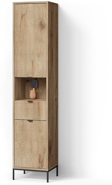 Livinity® Hochschrank ATERNO, Viking Oak, 40 x 190 cm mit Tür und Schublade