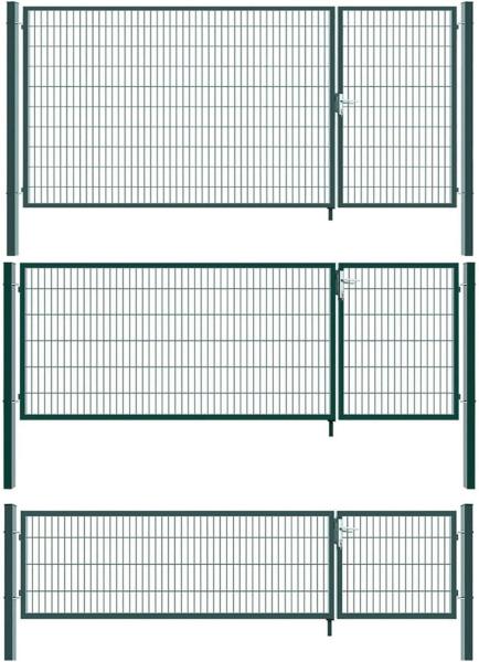 Gartentor Zauntor Einfahrtstor Stabmattenzaun Doppelflügel Grün 3,5 m Breite 1600 x 3500 mm