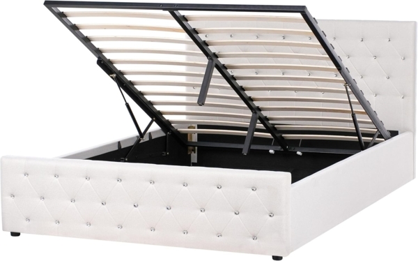 Bett mit Stauraum Stoff AMIENS 160 x 200 cm Beige