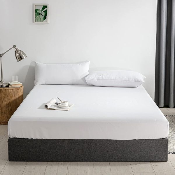 Good Nite Spannbettlaken 140x200 cm Weiß Polyester Bettlaken 30cm Extra Tiefe Taschenlaken Spannbetttuch Weich und atmungsaktiv Maschinenwaschbar