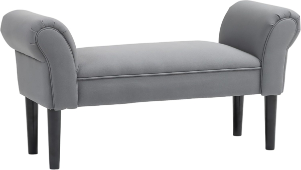 HOMCOM Polsterbank Flurbank für Schlafzimmer, bis 130 kg Belastbar (Sitzbank, 1-St, Bettbank), Segelstoff, Grau, 102 x 36 x 51 cm