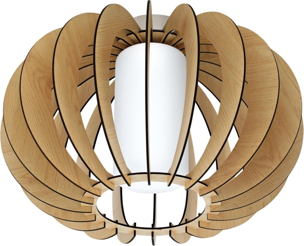 Eglo 95597 Deckenleuchte STELLATO 1 - Holz, Glas ahorn, weiß 1X40W H:27,5 Ø 40cm