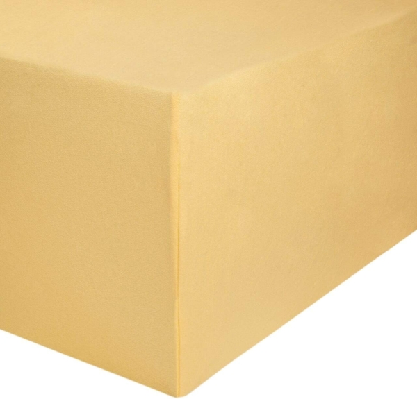 AVANTGARDE Premium Spannbettlaken - 140x200-160x220-40cm Steg - auch für Boxspringbett & Wasserbett - Spannbetttuch, ca. 170g/m² - Bettlaken 100% Jersey Baumwolle (03 Hellgelb) Bild 5