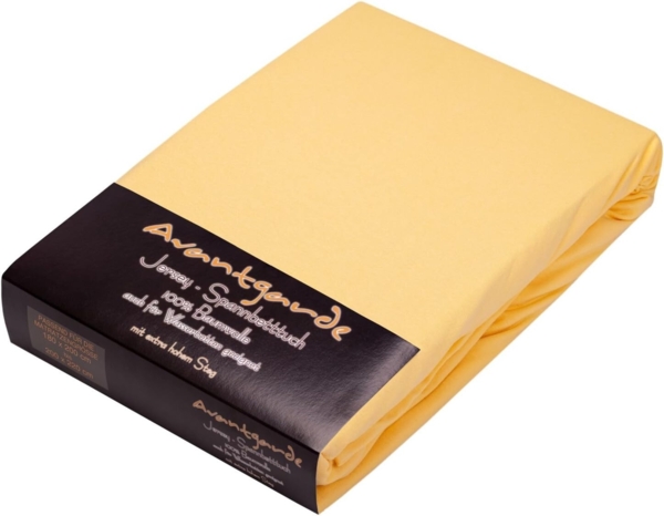 AVANTGARDE Premium Spannbettlaken - 140x200-160x220-40cm Steg - auch für Boxspringbett & Wasserbett - Spannbetttuch, ca. 170g/m² - Bettlaken 100% Jersey Baumwolle (03 Hellgelb) Bild 2