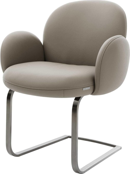 Freischwinger Nube-Flex mit Armlehnen Echt-Leder Schlamm Freischwinger flach Graphit Taschenfederkern