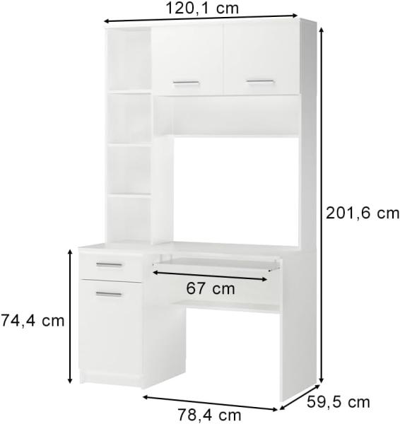 Schreibtisch Crossline Weiß 120.1 x 59.5 cm Vicco Bild 3