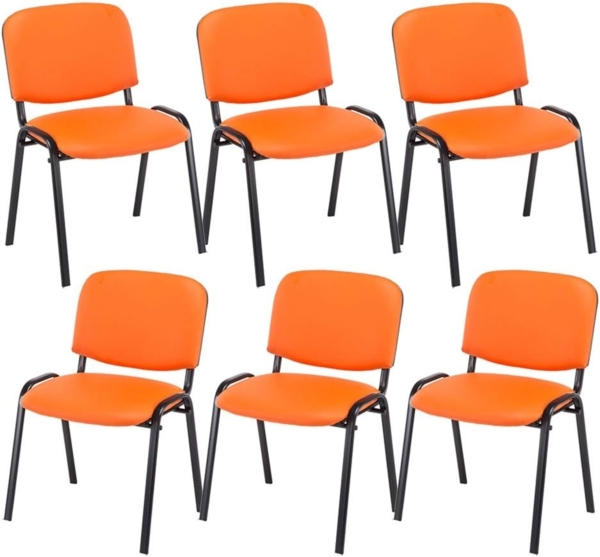 CLP 6er Set Besucherstuhl Ken Kunstleder stapelbar mit einer Sitzhöhe von 44 cm,orange