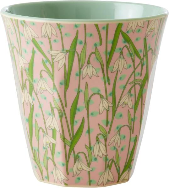 Rice Melamin Becher New Snowdrop Medium Melaminbecher Rosa Schneeglöckchen Print