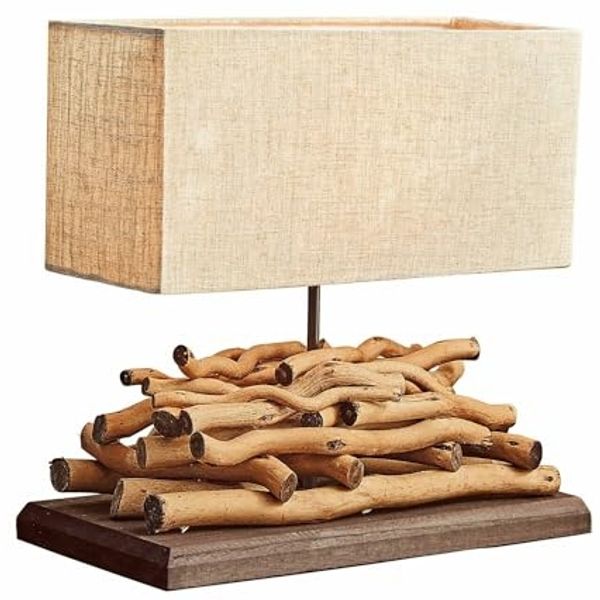 Mirabeau Tischleuchte Tischlampe Caribou leinen/braun