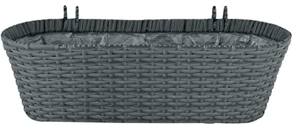 Kynast exklusiv Blumenkasten Rattan mit Halterung 613-401074 grau