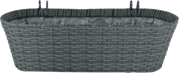 Kynast exklusiv Blumenkasten Rattan mit Halterung 613-401074 grau