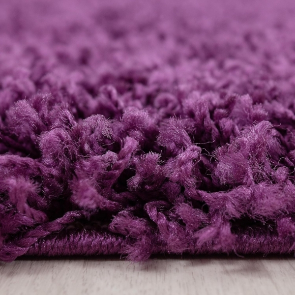 HomebyHome Teppich Rund Hochflor 120 cm Rund - Shaggy Runder Teppich Wohnzimmer Violett Extra Weich und Flauschig - Waschbarer Langflor Teppiche für Schlafzimmer, Küche, Flur - Carpet, Halı, Kilim Bild 3
