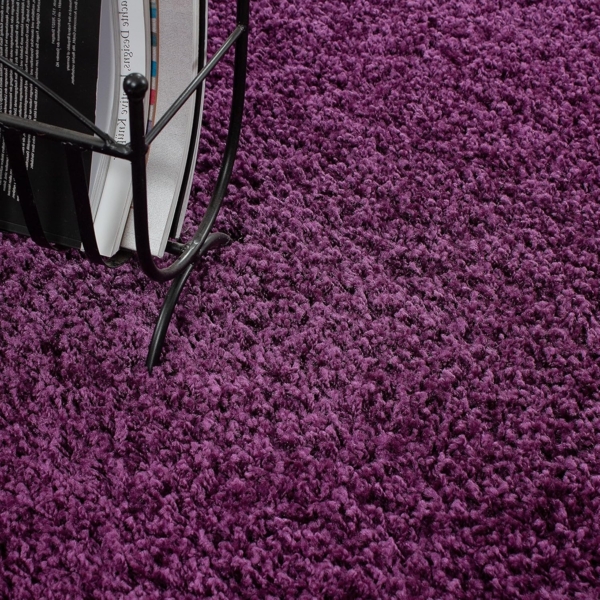 HomebyHome Teppich Rund Hochflor 120 cm Rund - Shaggy Runder Teppich Wohnzimmer Violett Extra Weich und Flauschig - Waschbarer Langflor Teppiche für Schlafzimmer, Küche, Flur - Carpet, Halı, Kilim Bild 5