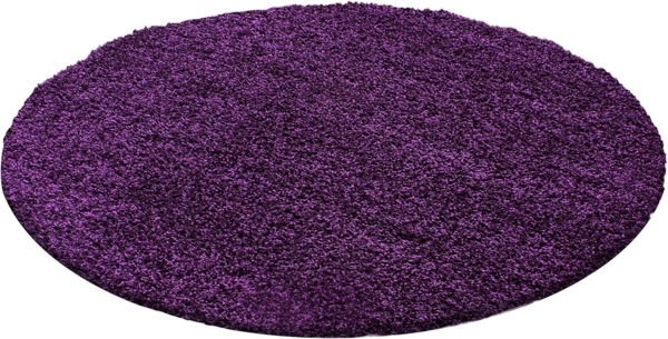 HomebyHome Teppich Rund Hochflor 120 cm Rund - Shaggy Runder Teppich Wohnzimmer Violett Extra Weich und Flauschig - Waschbarer Langflor Teppiche für Schlafzimmer, Küche, Flur - Carpet, Halı, Kilim Bild 6