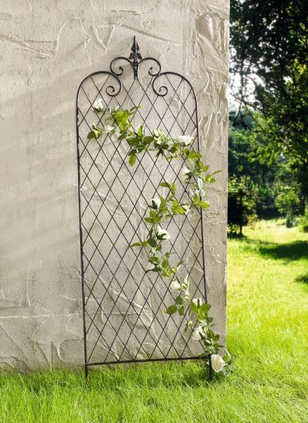 Rankgitter "Raute" aus Metall in Rost Optik, 115 cm hoch, Rankhilfe, Rankgerüst, Gartenstecker, Dekostecker