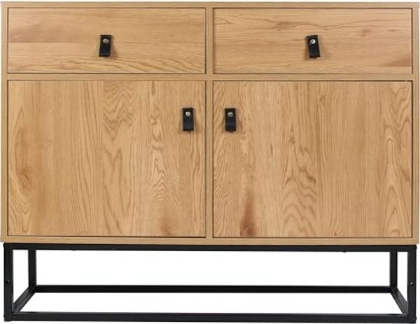 HOME DECO FACTORY Sideboard aus Holz und Metall, Abbott Möbel Bibliotheische Aufbewahrung, Holzwerkstoff, Natürliches Schwarz, 100. 00x29. 00x80. 00