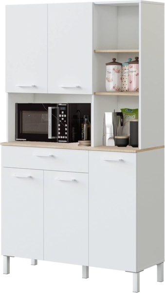 CaliCosy Highboard mit 5 Türen und 1 Schublade Kira - H186 cm - Weiß