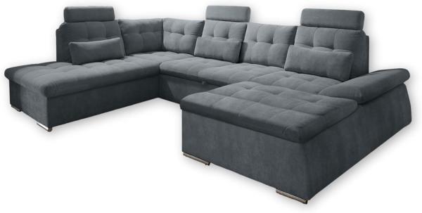 Couch NALO Sofa Schlafcouch Wohnlandschaft Bettsofa anthrazit U-Form links