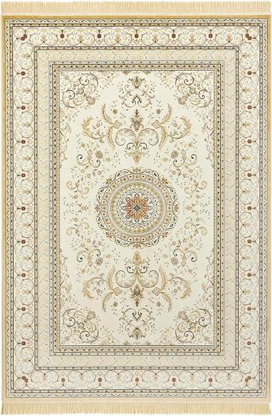 Orientalischer Samt-Teppich Fransen Antik Negar Creme 195x300 cm Bild 2