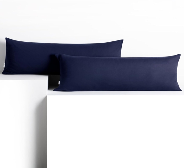 DecoKing 2 Kissenbezüge 40x200 cm Jersey 100% gekämmte Baumwolle Reißverschluss dunkelblau Amber