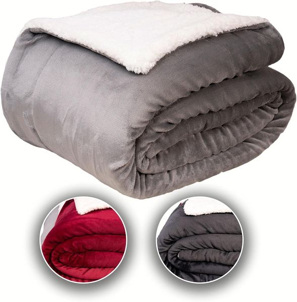 Wohndecke Sherpa Fleecedecke, Oeko-TEX Zertifizierte, Komfortec, Flauschig Kuscheldecke, warm Sherpa Sofaüberwurf, Dick Sofadecke