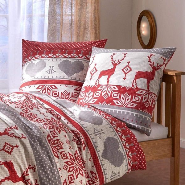 TRAUMSCHLAF Bettwäsche Hirsch, Flanell, 2 teilig, Flanell-Winterbettwäsche in toller Strickoptik