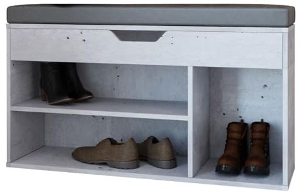 Schuhbank 1306 Schuhregal 104x32x51cm beton Strukturstoff dunkelgrau