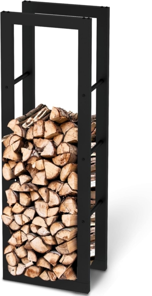 holz4home® Kaminholzregal Metall Schwarz I Brennholzregal Holzlager Design Feuerholzregal, BxTxH:40x25x125 cm, (inkl. Handschuh)