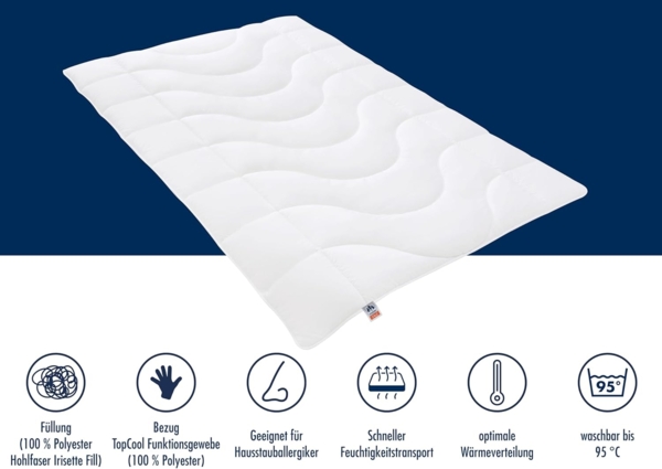 Irisette medium Ganzjahresdecke Steppbett Lotte, mit Top Cool Gewebe, 95 Grad waschbar, inkl. Aufbewahrungstasche, 135x200 cm, weiß Bild 4