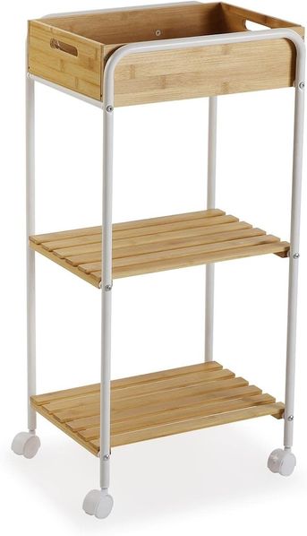 Versa Minden Möbel für das Bad, Badezimmerregal mit 2 Ablagen, Maßnahmen (H x L x B) 81 x 40 x 29,5 cm, Holz, Farbe: Braun und weiß