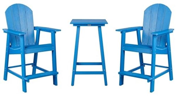 Beliani 'Adirondack' Bistro Set, Kunststoff/Edelstahl, Blau, 59 x 59 x 103 cm