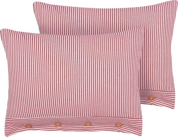 Kissen 2er Set AALITA Baumwolle 40 x 60 cm Streifen Rot