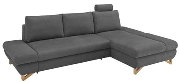 Ecksofa Skalm in grau mit Bettfunktion 284 cm