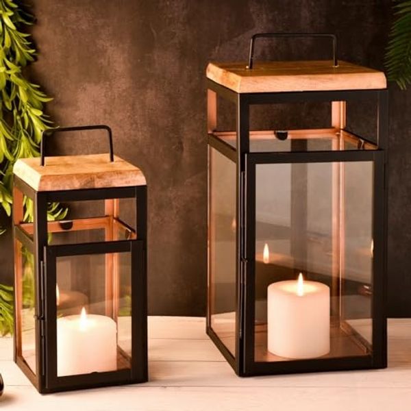 Marrakesch Orient & Mediterran Interior Kerzenlaterne 2er Set Skandinavisches Design Balkon Garten Windlicht Laterne Vejle (2 St), Handarbeit
