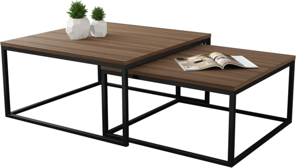 Im Set zwei Couchtische Dakenti (Farbe: Schwarz / Nuss Franklin Tobacco)