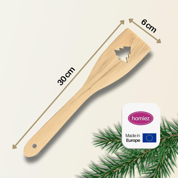 homiez Pfannenwender 4-er Set Weihnachtsmotive Buchenholz 30 cm, BPA-frei Bild 5