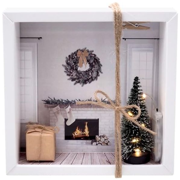 ZauberDeko Geschenkbox Geldgeschenk Verpackung Weihnachten XMAS Kamin LED Lichterkette