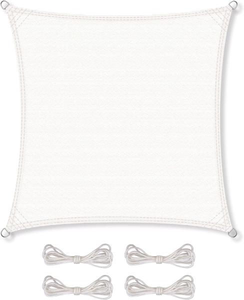 CelinaSun Sonnensegel inkl Befestigungsseile Premium HDPE wetterbeständig atmungsaktiv Quadrat 4,6x4,6 m weiß