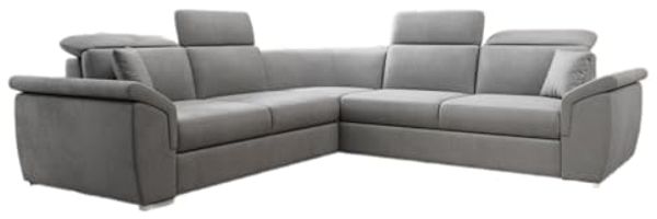 Designer Sofa Fernando mit Schlaffunktion und Stauraum Samt Hellgrau