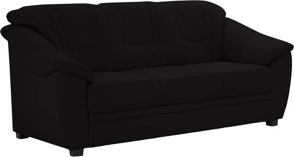 Cavadore 3-Sitzer Savana / 3er Ledersofa mit Federkern im klassischen Design / 198 x 90 x 90 / Echtleder Schwarz
