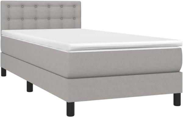 vidaXL Boxspringbett mit Matratze Hellgrau 90x200 cm Stoff, Härtegrad: H2 [3140345]