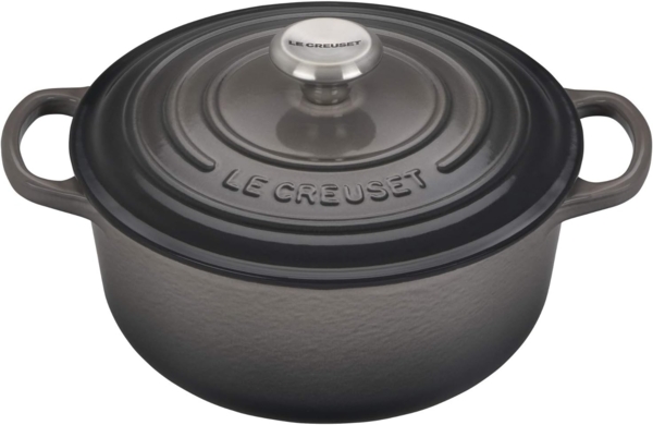 Le Creuset Signature Gusseisen-Bräter mit Deckel, Für alle Herdarten und Induktion geeignet, Rund, Flint, 20,0 cm, 2.4