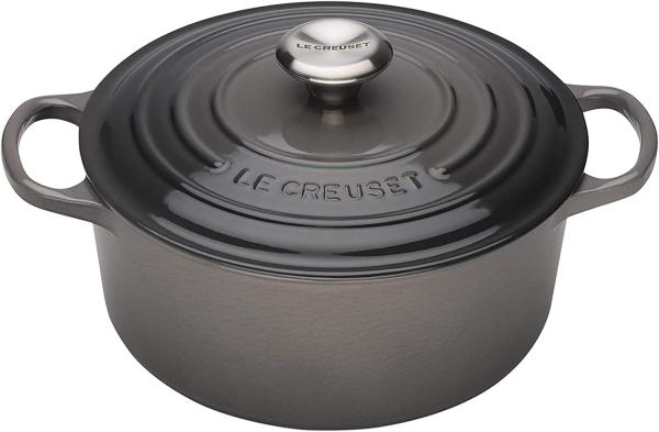 Le Creuset Signature Gusseisen-Bräter mit Deckel, Für alle Herdarten und Induktion geeignet, Rund, Flint, 20,0 cm, 2.4