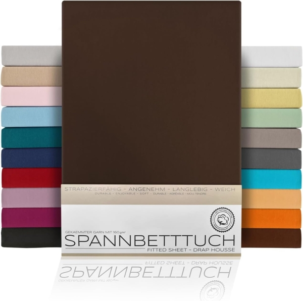 Beautex Spannbettlaken Spannbetttuch Bettlaken aus gekämmter Baumwolle Premium Jersey 160g/m², Jersey, Gummizug: rundum, (1 Stück)