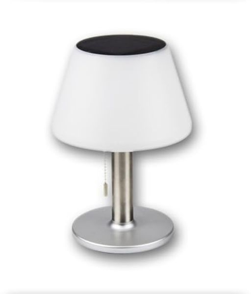 MARELIDA LED Außen-Tischleuchte LED Solar Tischleuchte H: 28cm 3 Helligkeitsstufen für Terrasse Balkon, LED Classic, warmweiß (2100K bis 3000K)