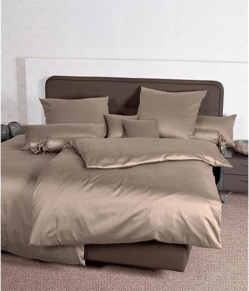 Hochwertige Janine Mako-Satin BETTWÄSCHE COLORS in verschiedenen Größen und Farben 240x220/ 2x 80x80 cm taupe 57