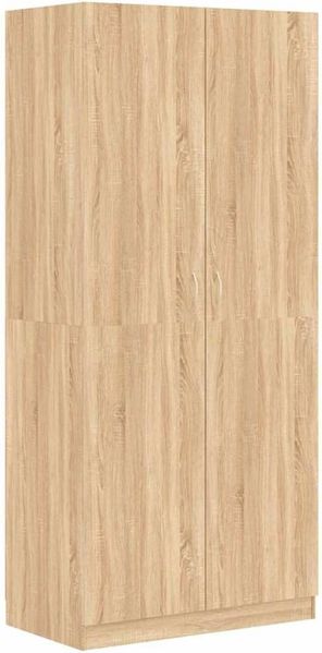 vidaXL Kleiderschrank mit 2 Türen Garderobenschrank Garderobe Schrank Schlafzimmerschrank Dielenschrank Sonoma-Eiche 90 x 52 x 200 cm Spanplatte
