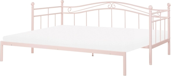 Metallbett ausziehbar pastellrosa Lattenrost 90x200 cm TULLE