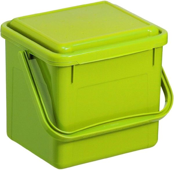Rotho Bio Komposteimer 5 l für die Küche, Kunststoff (PP), grün,5 Liter (21 x 20 x 18 cm)